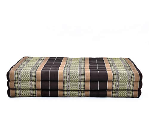 Image of Leewadee Trifold Mattress XL - Comfortable Thai Massage Pad, Foldable Relaxation Floor Mattress Filled with Eco-Friendly Kapok, Perfect to Use as a Sleeping Mat 79 x 39 inches, Brown