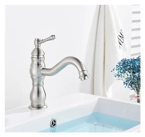 Robinet de lavabo de salle de bain eau chaude et froide en laiton chrome