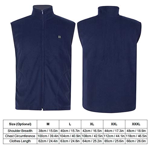 Colete inteligente sem mangas com aquecimento elétrico ajustável de 3 marchas por USB para homens e