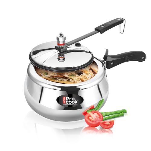 Image of Milton Pro cook Triply Stainless Steel Royal Curve Inner Lid Pressure Cooker 3 Litre | Induction & Gas Stove Compatible| Even Heat, Healthy Cooking | Safe & Durable, ISI Certified, 5Y Warranty, Silver