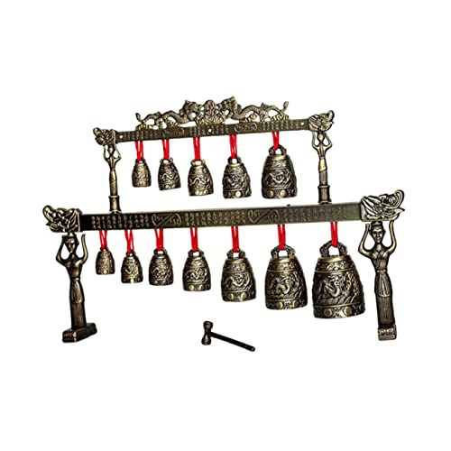 ibasenice Festival for Travel Ornate Frame Chime Ancient Chinese Style Instrument Chinese Souvenir Small Bell Gong Chime Handmade Artisan Craft Home Office Decoration