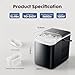 Sweetcrispy Countertop Ice Maker with Scoop, Basket and Handle, Portable Ice Machine 9 Ice Cubes Ready in 6 Mins, 26.5lbs in 24Hrs, 2 Sizes for Home Kitchen Office Bar Party