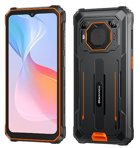 Téléphone Incassable Blackview BV6200 Pro, Batterie 13000mAh, 8Go+128Go (Éxtension 1To), 6.56 '' HD +, ArcSoft® 13MP+8MP, IP68 MIL-STD-810H Smartphone Débloqué Étanche Android 13 Dual SIM, Orange