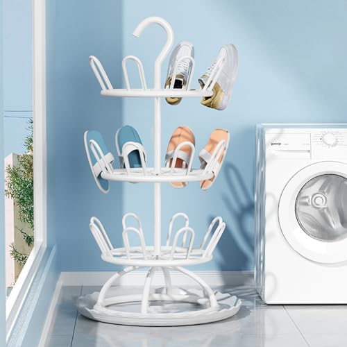 360° Free Standing Shoe Rack - Vertical Space-Saving nizer for Entryway & Hallway, Efficient Storage for Shoes, Boots, Sneakers & Slippers - & Stylish Design