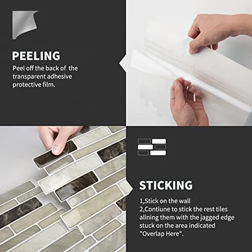 Amazon Brand  Umi 12"x12" Light Brown Wallpaper Kitchen Tiles Stickers ,Peel and Stick Splashback Marble Self-Adhesive Backsplash Kitchen Wall Stickers Tiles (10 Sheets)