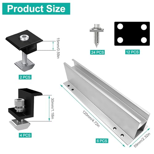 12 Stück Halterung Balkonkraftwerk, Balkonkraftwerk Halterung, Befestigung Solarmodul, Solarpanel Halterung, Solarmodul Halterung, PV Modul Halterung mit Schrauben und Unterlegscheiben