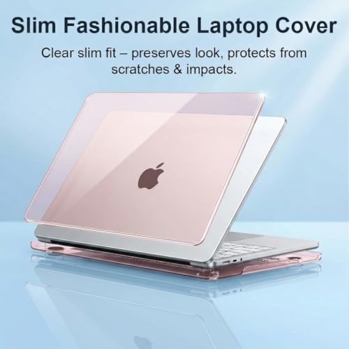Image of ZORBES Case Cover Compatible with 2026 MacBook Neo A3404, 13 inch Transparent MacBook Neo Cover with Ventilated Heat Dissipation Design, Lightweight Anti Scratch Shockproof Snap On Laptop Cover, Pink