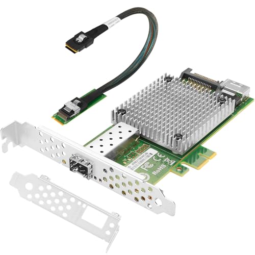 Euqvos Karta sieciowa Ethernet M.2 do 10 GB, pojedynczy port SFP+, chip Intel 82599, klucz M.2 + M + SFF 8087, 100/1000/10000 Mb/s, z kablem 0,35 m, 10 Gigabit NIC dla Windows/Windows Server/Linux