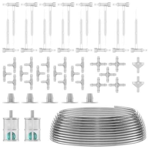 Drip Irrigation System Accessories &ndash; 32.81ft 1/4 Inch Tubing Hose & Adjustable Nozzle Emitters...
