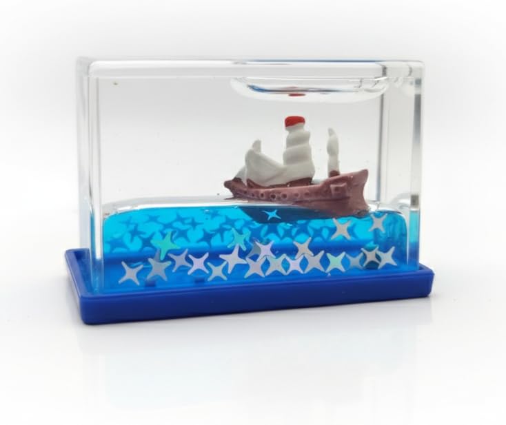 Liquid Motion Ship Showpiece | Floating Ship Decorative Tabletop Accent with Blue Liquid | Modern Home & Office Décor (Brown)-image-46