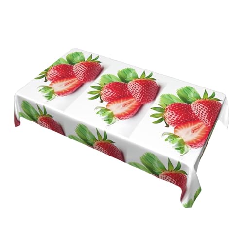 Nappe fraise 152x228 cm lavable : nappe de table cuisine, fête et mariage