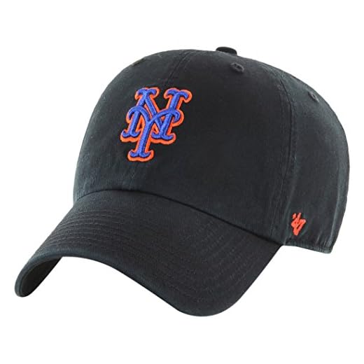 '47 New York Mets Clean Up Dad Hat Cap MLB Black/Royal/Orange