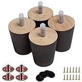 Txcucc 3 inch Wood Furniture Legs Sofa Legs Pack of 4 Round Couch Legs Dark Brown Mid-Century Modern Replacement Legs for Armchair Recliner Coffee Table Dresser
