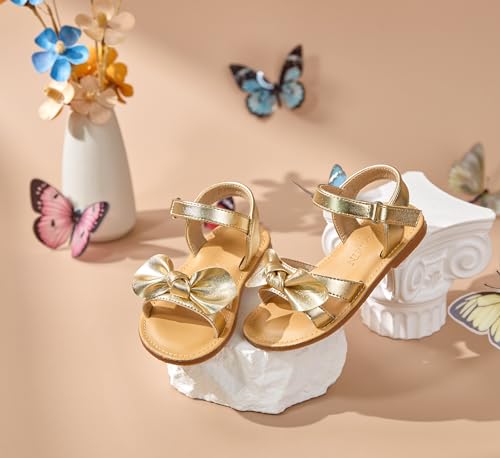 Image of PHIRAMIN Toddler Girl Sandals - Flower Girl Dress Shoes Open Toe Little Kid Flats