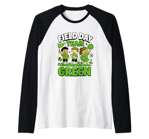 Field Day Team Green Kids Fun Group Camiseta Manga Raglan