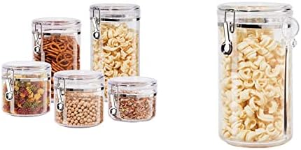 Oggi Clear Canister Set with Clamp Lids (5pc) | Airtight Food Storage Containers