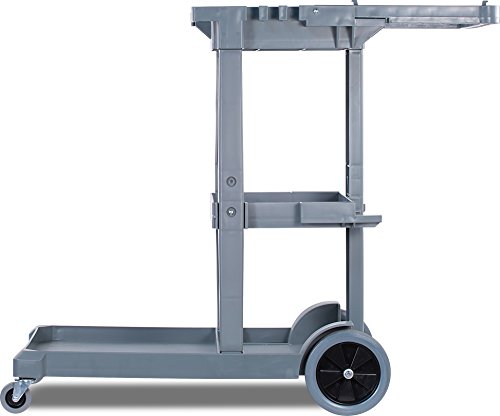 Carlisle Foodservice Products Plastic Short Platform Janitorial Cart, 300 Lbs Capacity, 45" X 19" X 39", Gray #TOP5