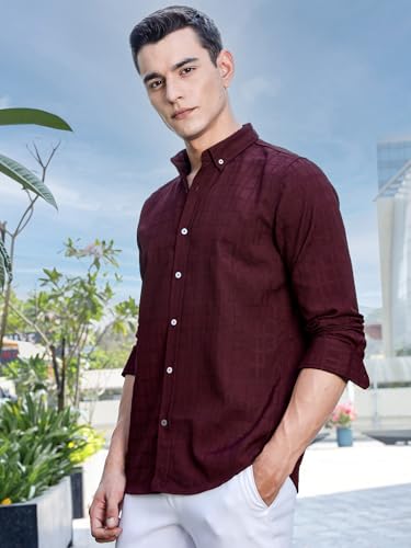 Image of Thomas Scott Men's | Solid | Long Sleeve | Polyster Blend | Casual | Button Down Collar | Shirts for Men