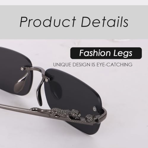 Image of IFLASH MC STAN Metal Plated Temple Vintage Rimless Sunglasses Retro Luxury Frameless Shades Rectangle Colored Lens Sun Glasses