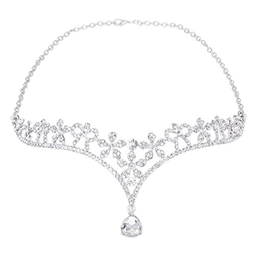 Preisvergleich Produktbild Tiara Brautschmuck Kristall Haarband Stirnband Strass Haar Kette (Silber)