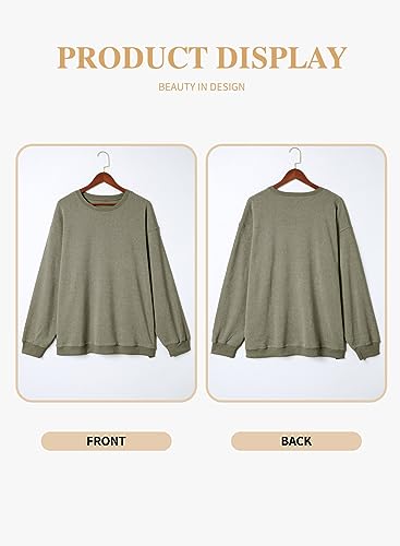 Eytino Women Plus Size Oversized Sweatshirts Casual Long Sleeve Crew Neck Pullover Sweatshirt Tops,4X Green