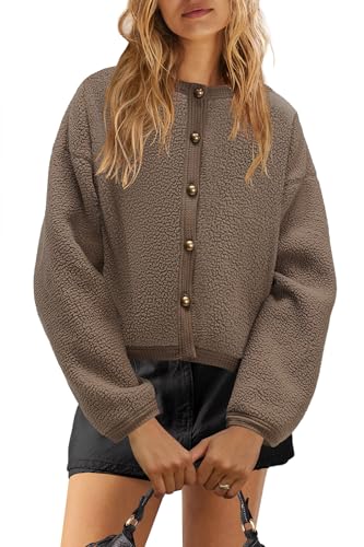 Yanekop Womens Sherpa Jacket Button Down Fleece Winter Coat Fuzzy Jackets Chunky Cardigan Sweaters Open Knit Sweater2