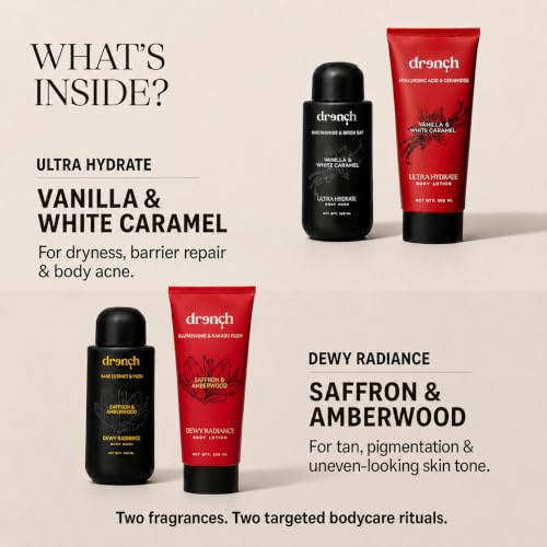 Image of Drench Collector Box - Ultra Hydrate & Dewy Radiance Complete Body Care Set | 2 Body Wash + 2 Body Lotion | With Niacinamide, Hyaluronic Acid, Glutathione & Vitamin C | Premium Gift Set | Unisex