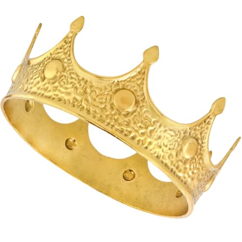 POPETPOP Tocado de Rey Vintage para Cumpleaños Adorno Clásico de Gran Tamaño en Color Oro Antiguo Purpurina Accesorio Ligero para Fiesta Cosplay y Baile de Graduación