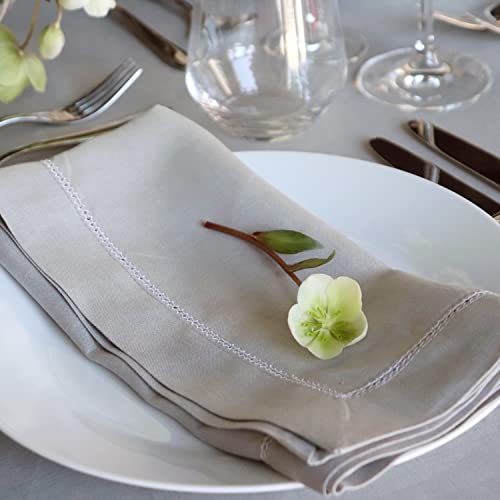 Huddleson Silver Grey Linen Tablecloth, 70"X162" Rectangle Italian Luxury Made In Us #TOP2