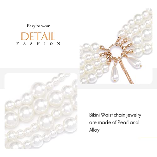 Asooll Pearl Belly Chain Layered Waist Body Chains Bikini Belly Jewelry Fashion Beach Rave Party Club Body Accessories Jewelry for Women and Girls4