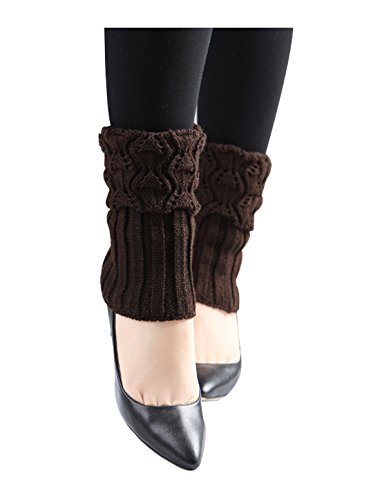 Image of uxcell Women's Knitted Design Solid Warm Thick Knee High Length Ribbed Leg Warmers
