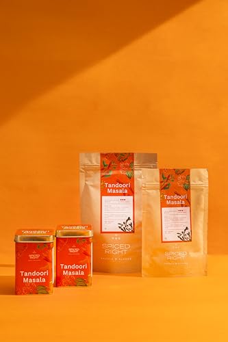 Image of Spiced Right Tandoori Masala | Pack of 4 | 200g | Rich, Smoky Powder Masala for Tikka, Tandoori Chicken & Paneer - Vibrant Red, Perfect for Marinating.