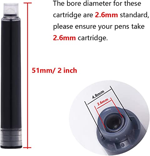 Image of GOLD LEAF 30 PCS Jinhao Fountain Pen Ink Cartridges Refill - 6 Colors Set (Black, Blue, Green, Pink, Red, Orange) - Standard 2.6mm
