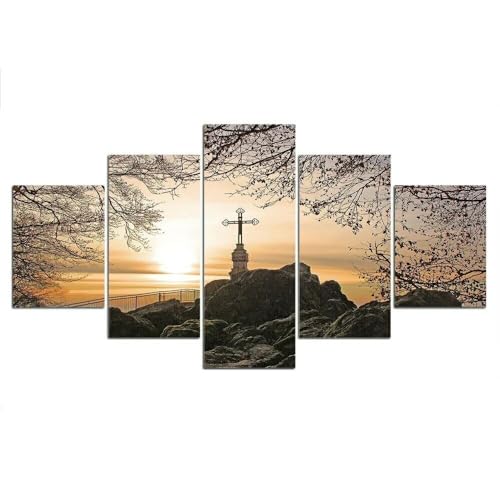 Toile Jésus coucher de soleil religion pour décoration murale salon grand format