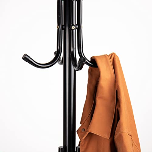 Mind Reader Coatrack11 Standing Metal Coat Rack Hat Hanger 11 Hook For Jacket, Purse, Scarf, Umbrella Tree Stand, Black #TOP3