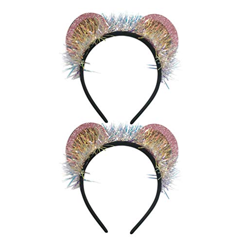 FRCOLOR 2 peças de orelhas de macaco, orelhas de animais com glitter, faixas de cabelo para crianças