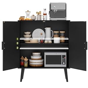 Iwell storage cabinet with adjustable shelf doors entryway cabinet accent cabinet for living room dining room entryway black  urban country home decor