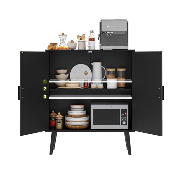Iwell storage cabinet with adjustable shelf doors entryway cabinet accent cabinet for living room dining room entryway black  urban country home decor