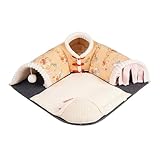 Leefasy Winter Tunnel Bed Interactive Toy Breathable Training Cat Activity Center Playing Hut for Bunny Indoor, Yellow