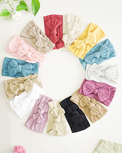 Maiqufa 14 Pcs Baby Nylon Headbands Hair Bows Hairbands Elastic Turban Knotted Hair Accessories For Baby Girls Newborn Infant Toddlers Kids #TOP6
