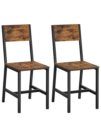 Reviews de Sillas - los más vendidos. 48 VASAGLE - Juego de 2 sillas de Comedor rústica de Madera con Marco de Acero metálico, fácil de Montar, Asiento cómodo, Moderna Silla de Granja para Cocina, recámara, Sala de...