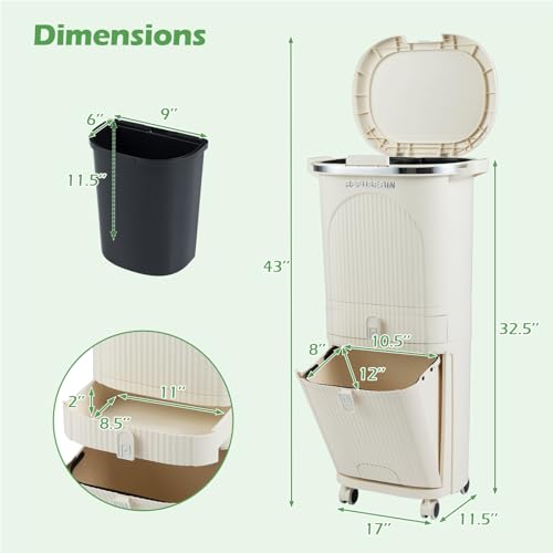 Caneca de basura Goplus beige 10 galones rectangular con tapa miniatura 5