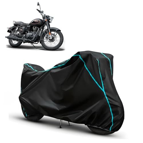 Image of Water Resistant Bike Cover for RE Bullet 350 All Weather, UV Heat Resistant, Dustproof, Triple Stitched, Windproof Elastic Bottom