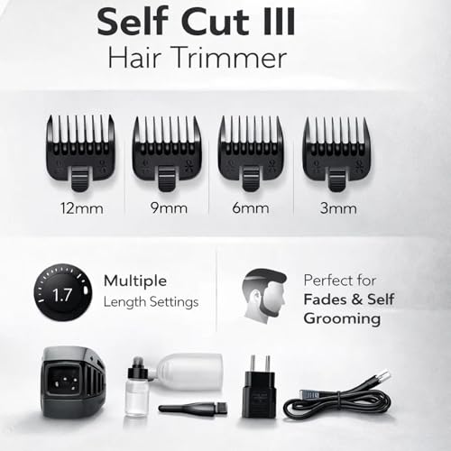 Image of Asbah Professional SELF CUT III Hair Trimmer | Adjustable Lever | Precision Blades | 4 Guide Combs | 2000mAh Li-ion Battery | High-Efficiency Motor
