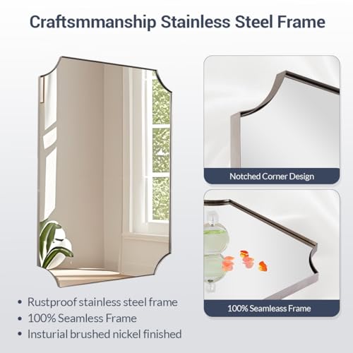 Image of MIRRORART Brushed Nickel Bathroom Mirrors for Over Sink,30x40'' Mirror