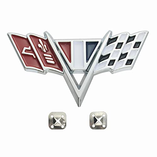Image of 1Pc 1964-1967 Impala V Flag Front Fender Emblem Trim Flag Badge Sticker Nameplate KC4526 Replacement for Camaro Impala, Che-velle, & Nova