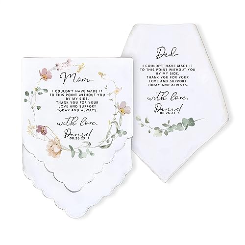Personalized Wedding Handkerchief Set | Gift for Mother of the