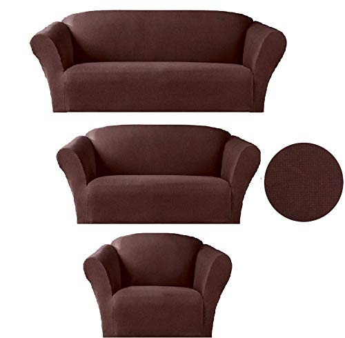 Sapphire Home 3-Piece SlipCover Set for Sofa Loveseat Couch Arm Chair, Form fit