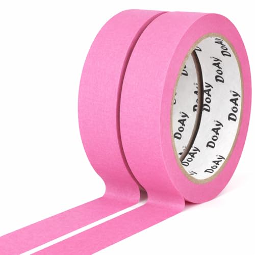 Image of 2 Pack Pink Painters Tape - Masking Tape 1 Inch Wide - Multi-Surface, Smart Adhesion, Indoor & Outdoor - 180FT Total - Paint Tape for DIY, Labeling, Art, Car, General Purpose (#3910)