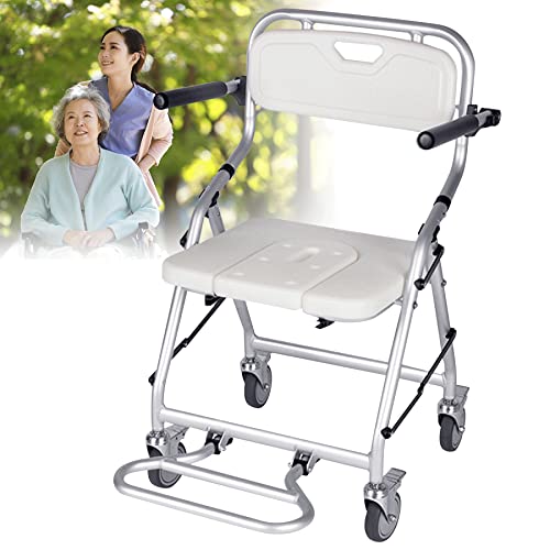 VFDZ Silla de Ducha con Ruedas para Personas Mayores, Silla de Ducha y WC con Ruedas, Silla de Baño para Discapacitados, Taburetes de Ducha, Silla de Ruedas para Mujeres Embarazadas
